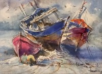 Farrukh Naseem, 15 x 21 Inch, Acrylic on Canvas, Seascape Painting,AC-FN-119